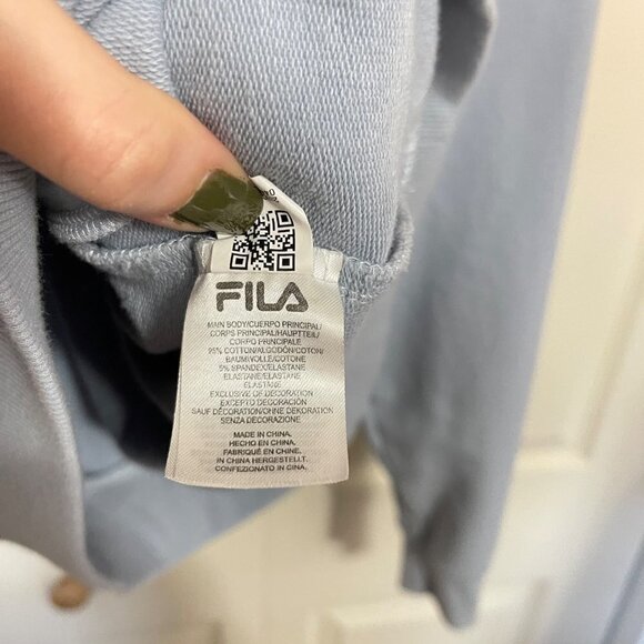 Fila Women's Baby Blue Long Sleeve Logo Pockets Crewneck Sweatshirt Size Large - Picture 7 of 9